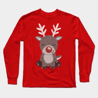 Cute Christmas Reindeer Rudolph Holiday Long Sleeve T-Shirt